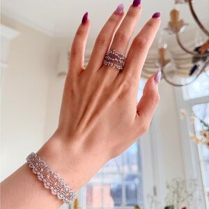 Elegant Silver Bracelet and Ring Set